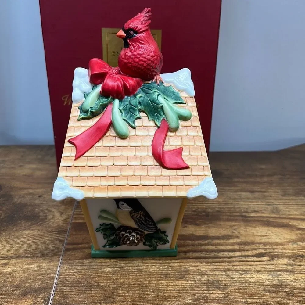 2003 Lenox Winter Greetings Every Day Candy Dish With Lid Cardinal Candy‎ Dish